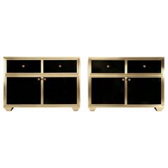 Pair of Solid Bronze and Vitreous Enamel Buffets or Bathroom Vanities