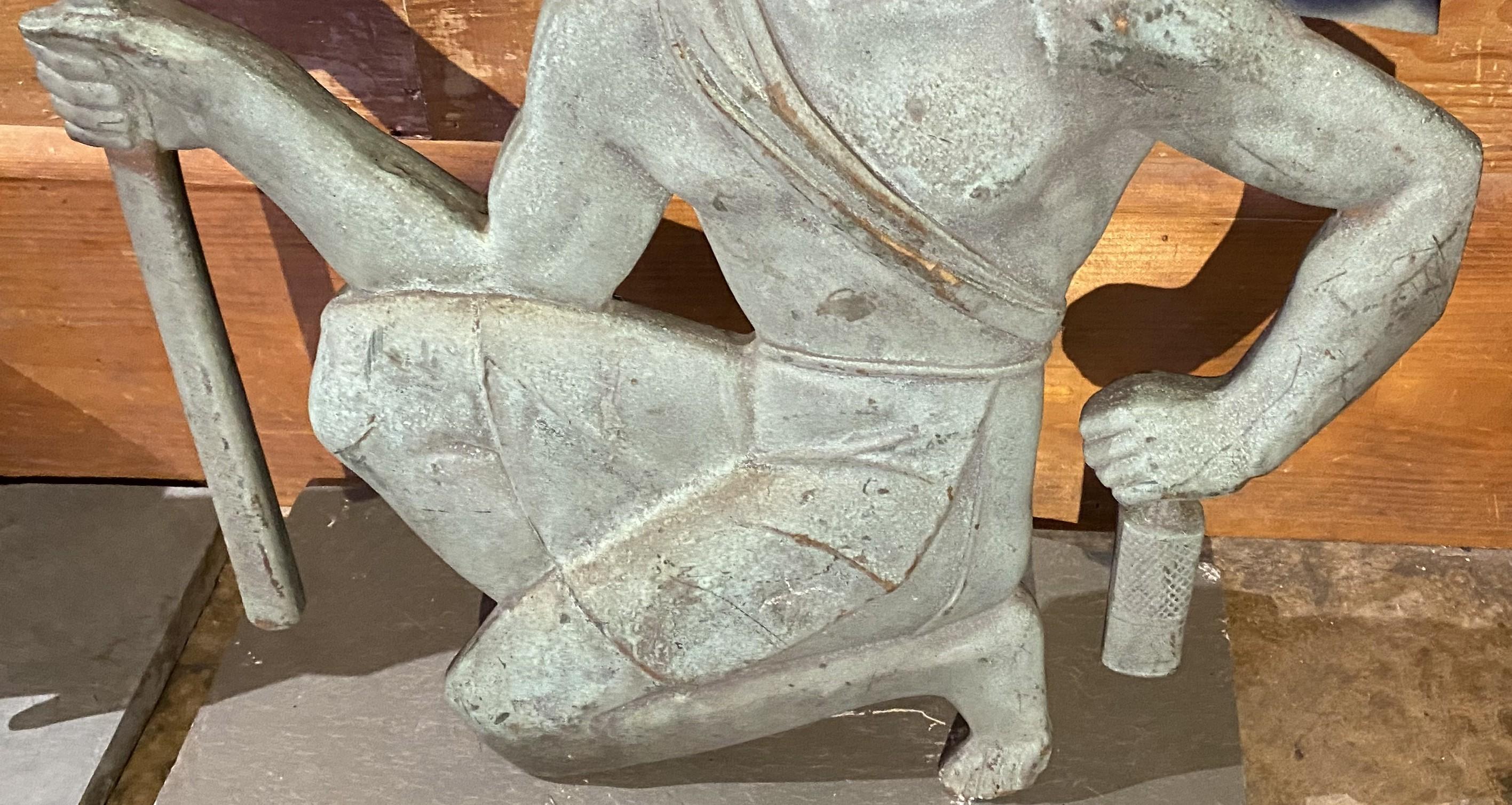 Pair of Solid Bronze Architectural Art Deco Figures From a Chicago Balcony c1925 For Sale 2