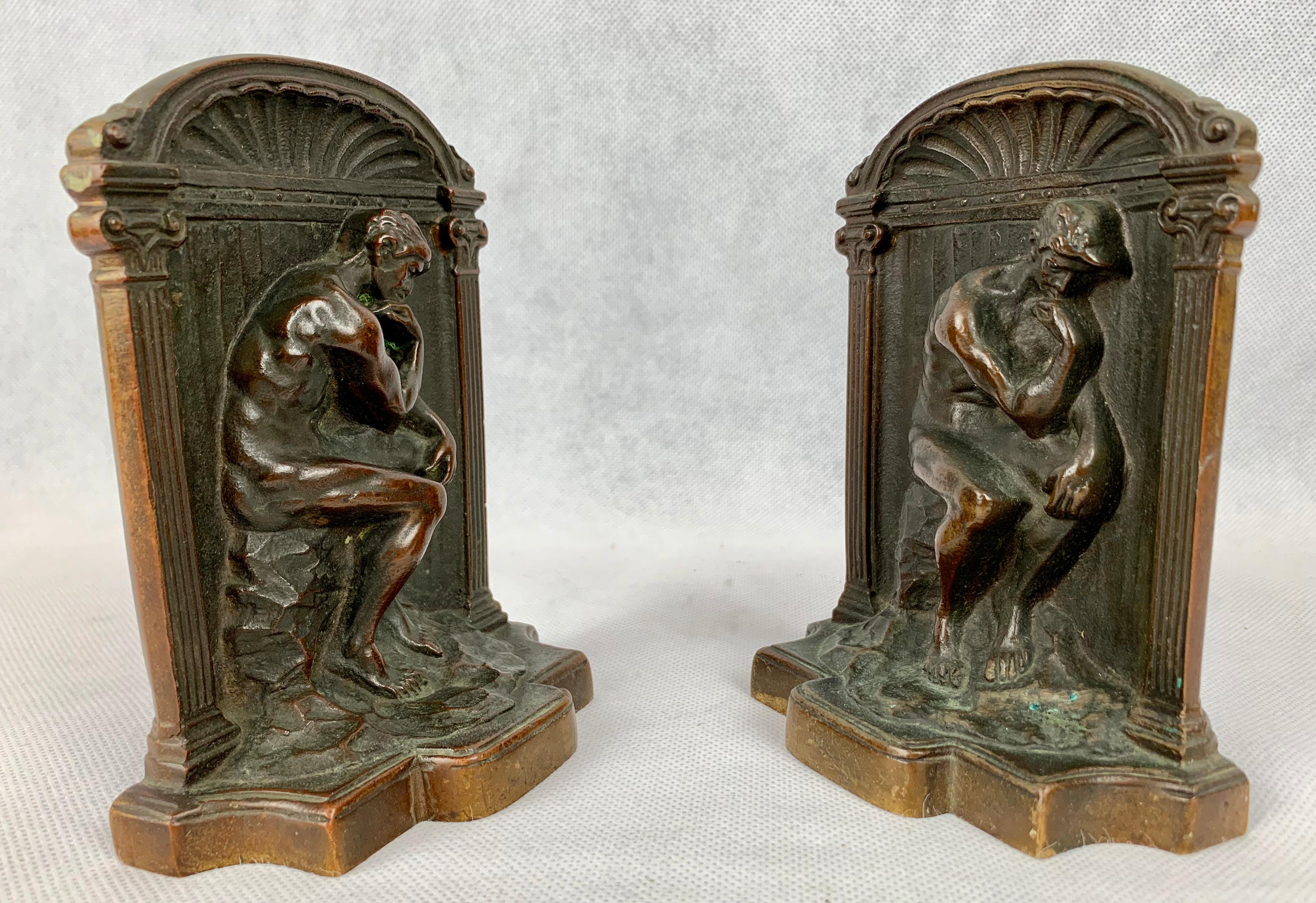 Art Deco Pair of Solid Bronze Bookends of 