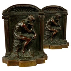 Pair of Solid Bronze Bookends of "The Thinker" by Auguste Rodin