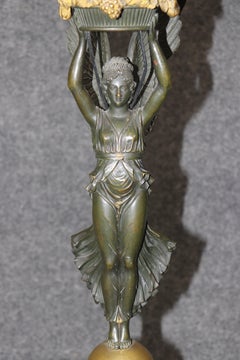 Pair of Solid Bronze French 19th century Empire Style Figural Table Lamps
