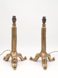 Pair of solid bronze table lamps By E. Garouste & M. Bonetti.