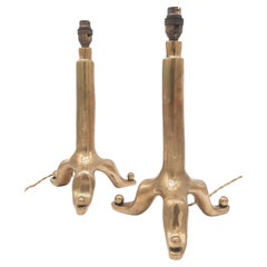 Pair of solid bronze table lamps By E. Garouste & M. Bonetti.