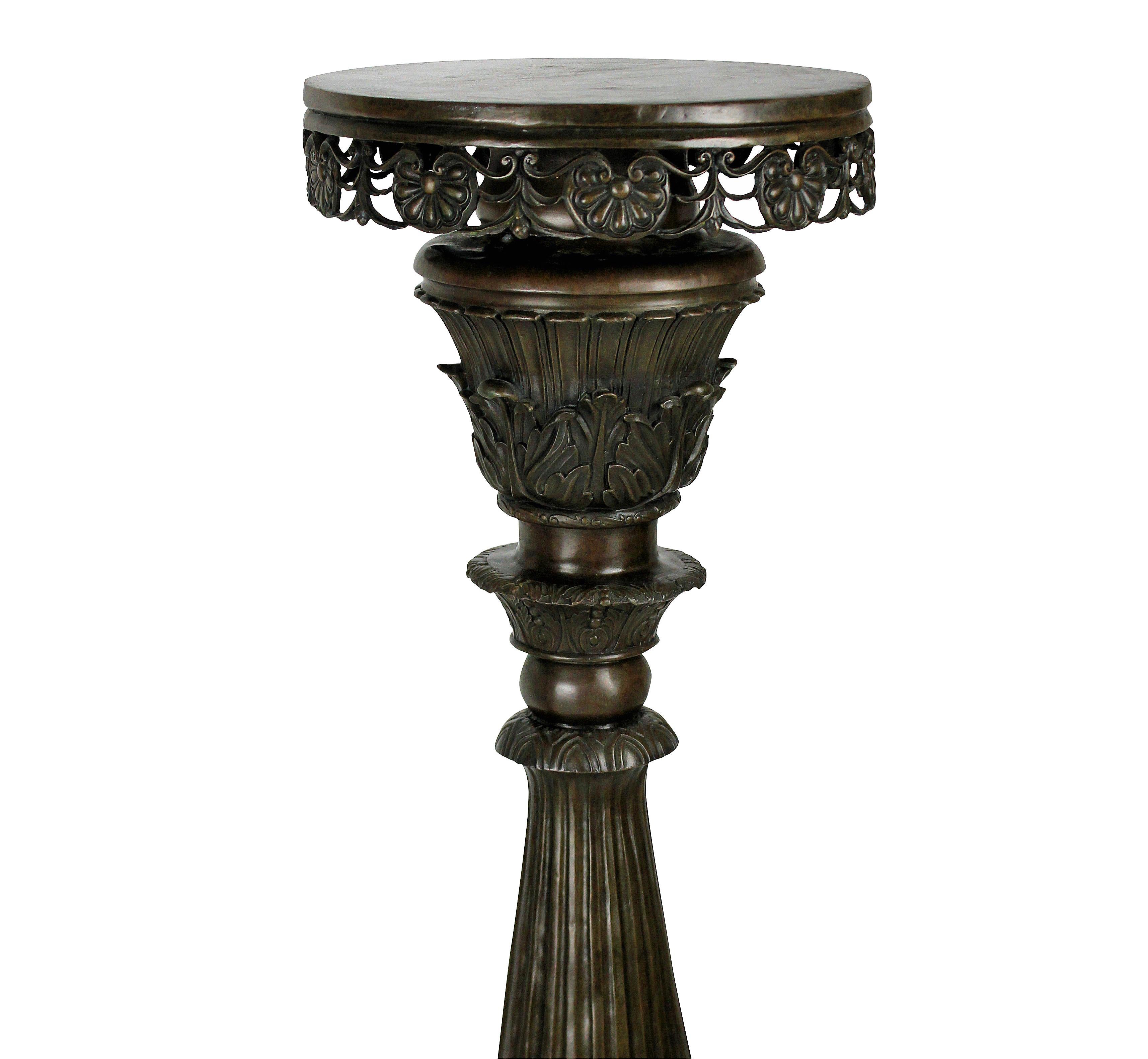 Late 19th Century Pair Of Solid Bronze Venetian Torchere Pedestals For Sale