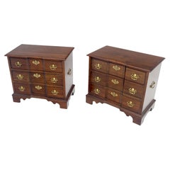 Used Pair of Solid Cherry 3 Drawers Block Front Nightstands End Tables Stands MIINT