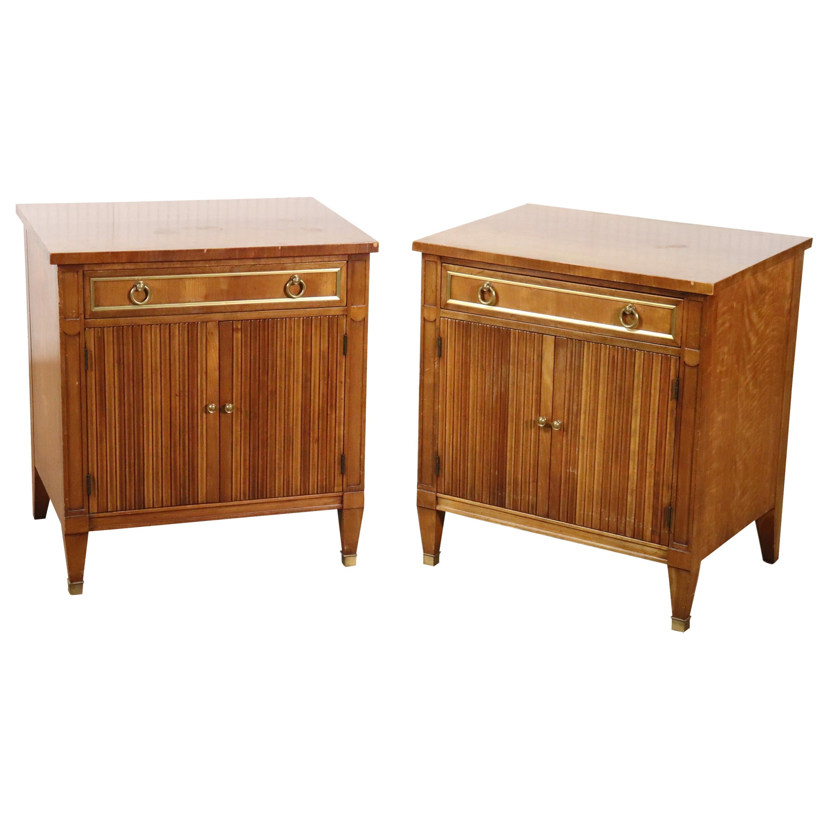 Pair of Solid Cherry Kindel Belvedere French Directoire Style Nightstands