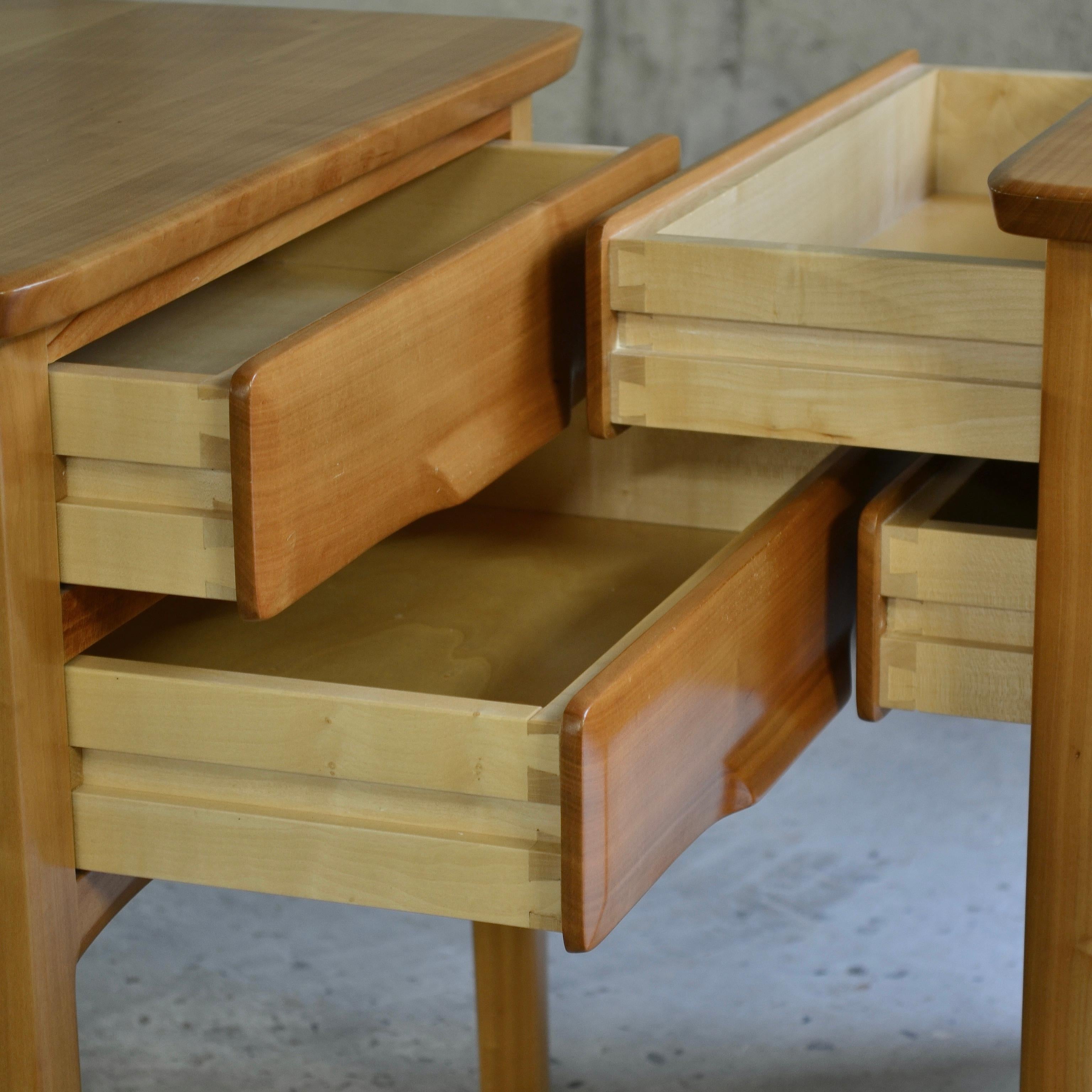 Pair of solid cherry nightstands, Sproll, Switzerland, 1980's 1