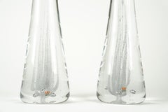 Pair of Solid Clear glass Kosta Lamps, Sweden, 1980