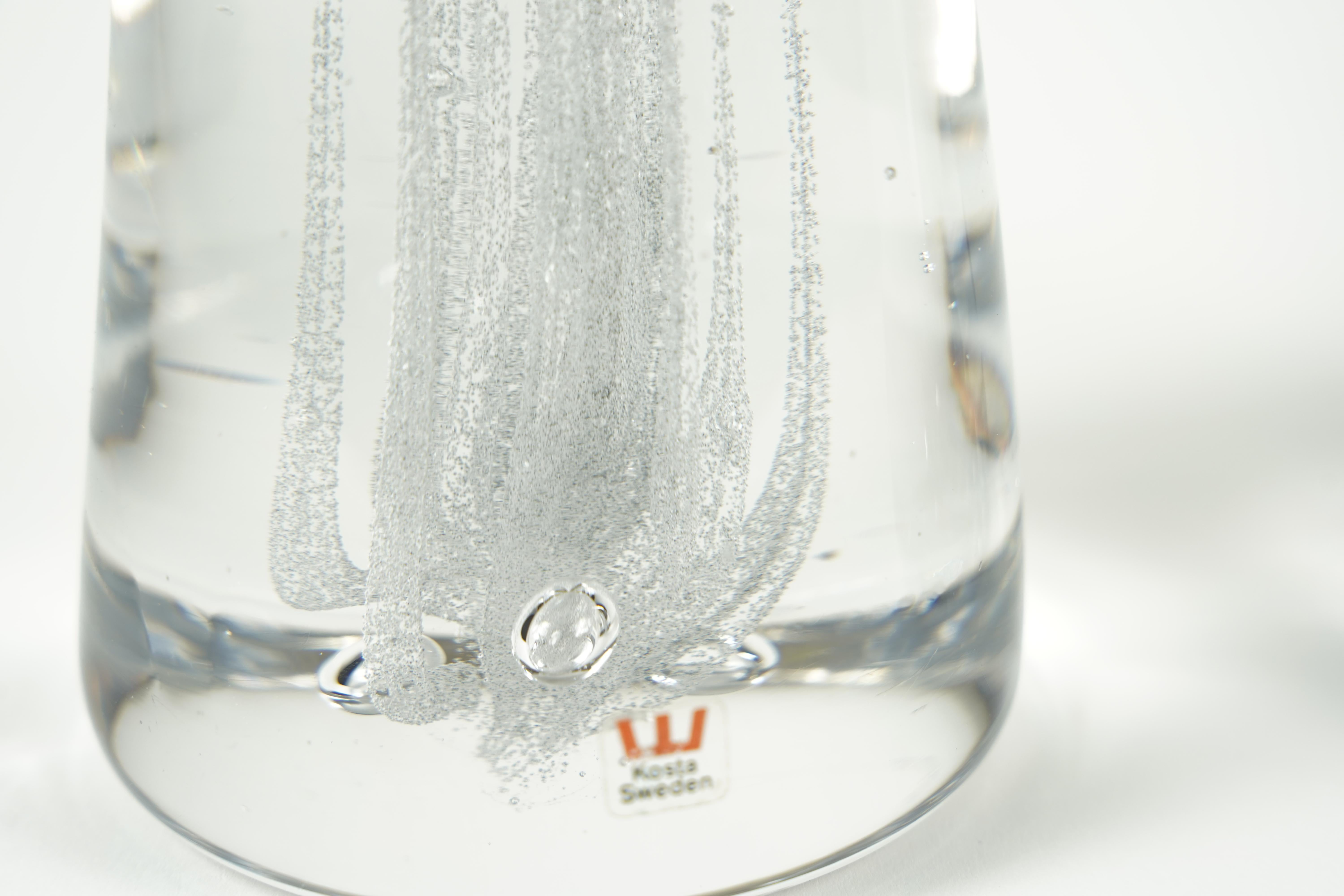 Swedish Pair of Solid Clear glass Kosta Lamps, Sweden, 1980 For Sale