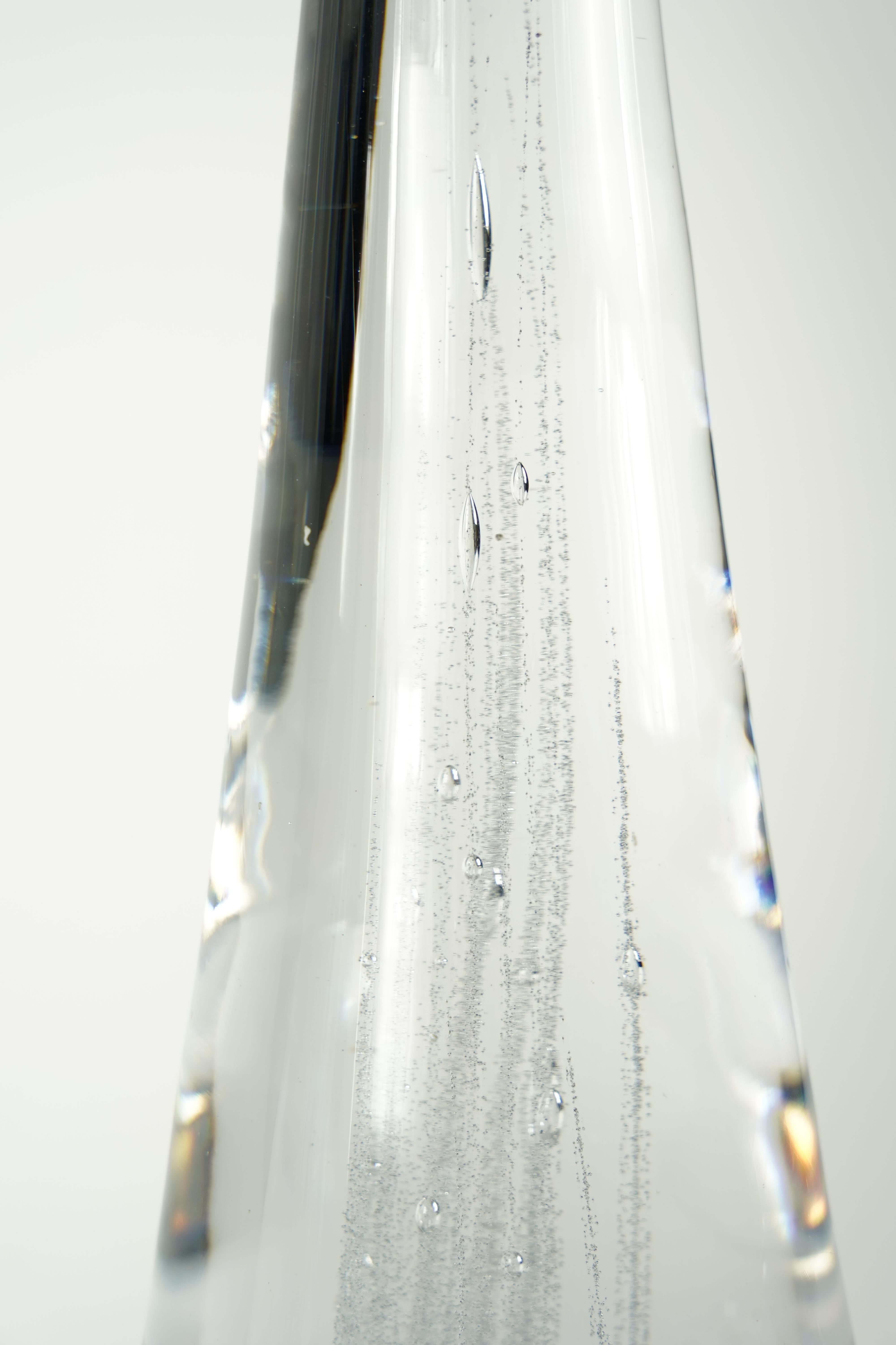 Pair of Solid Clear glass Kosta Lamps, Sweden, 1980 In Good Condition For Sale In Bronx, NY