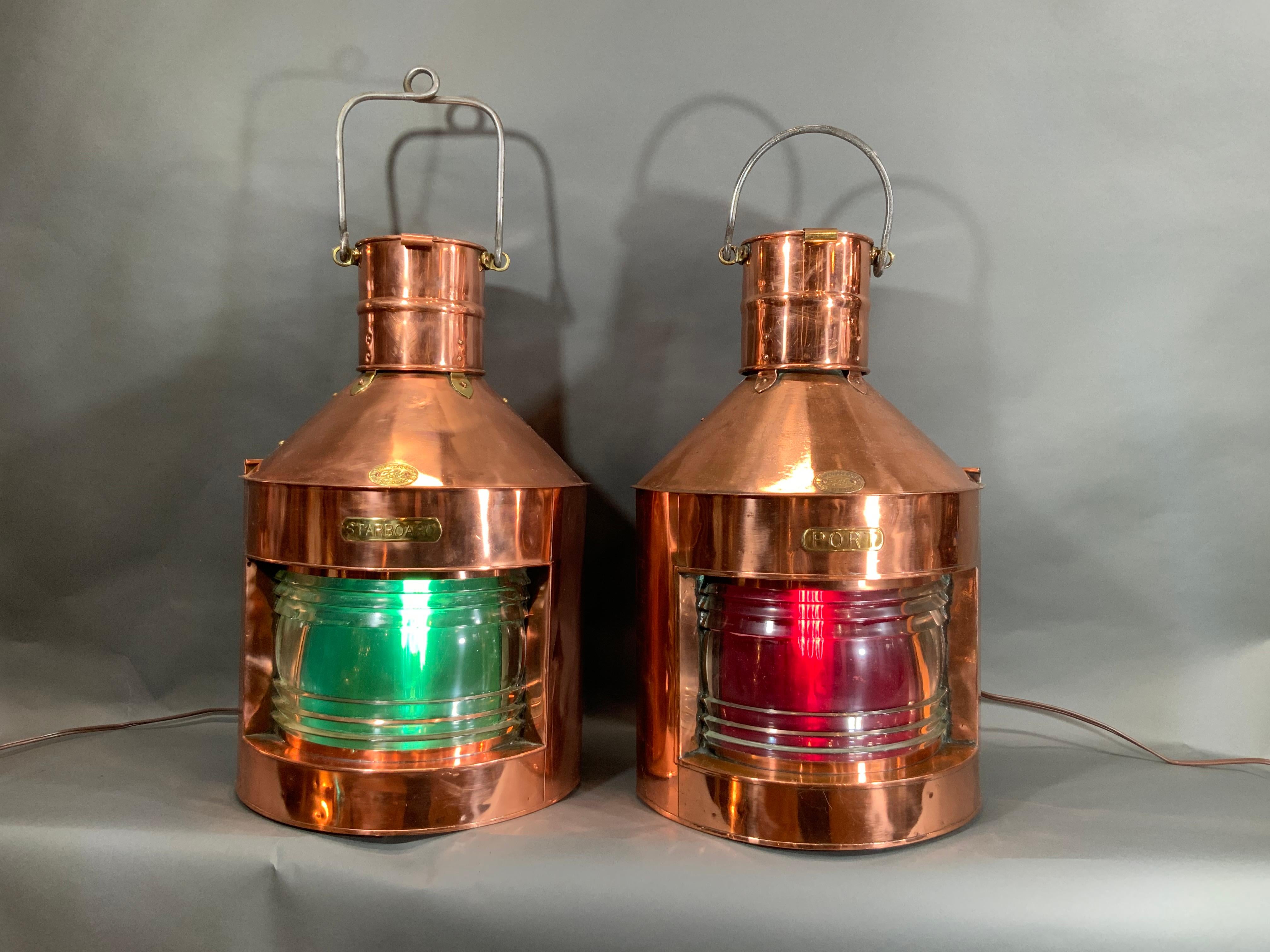 Pair of highest quality solid copper port and starboard ship's lanterns by 