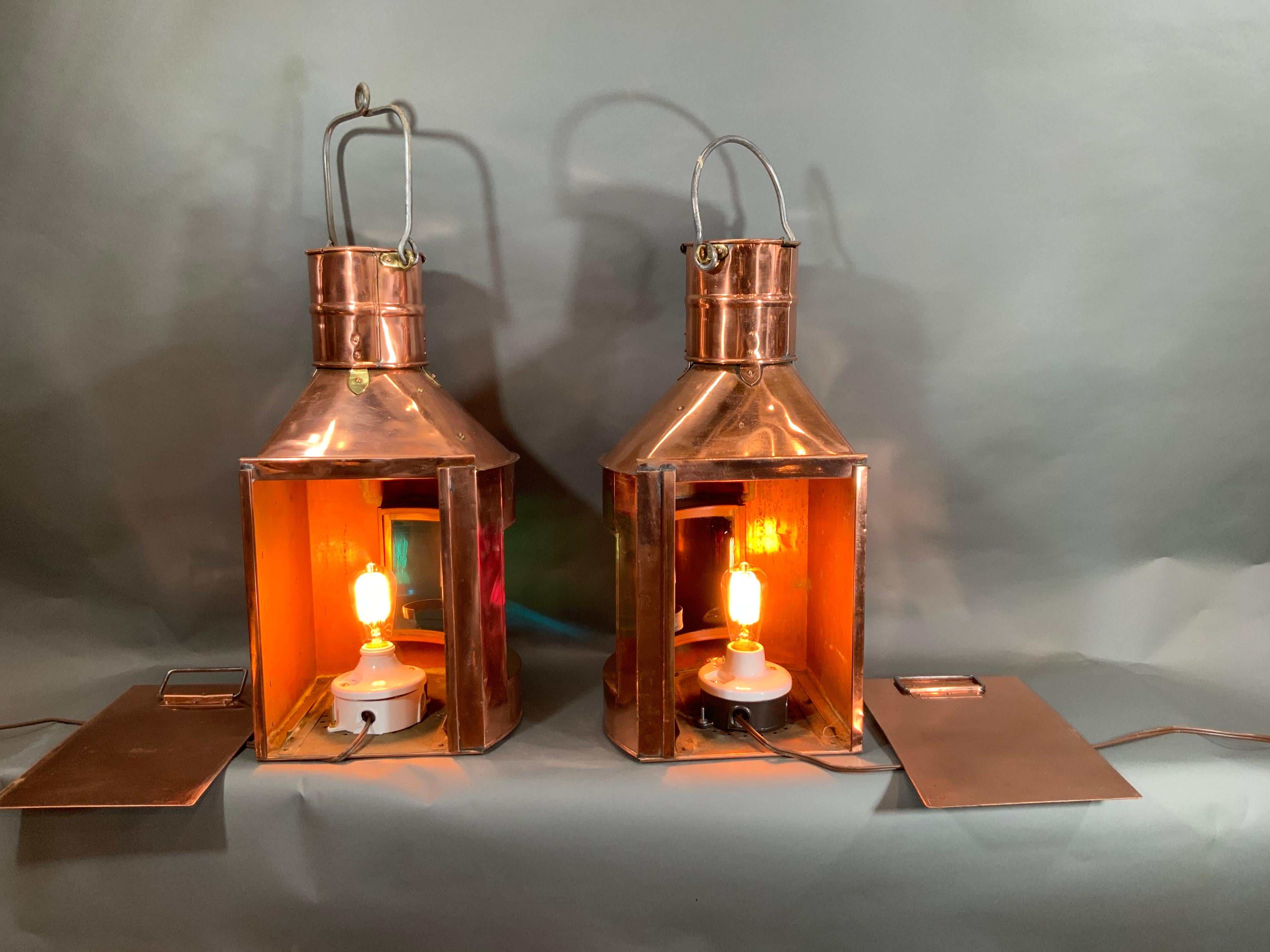 British Pair of Solid Copper Port and Starboard Lights by 