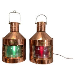 Vintage Pair of Solid Copper Port and Starboard Lights by "Griffiths & Sons