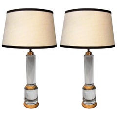 Pair of Solid Crystal Column Lamps