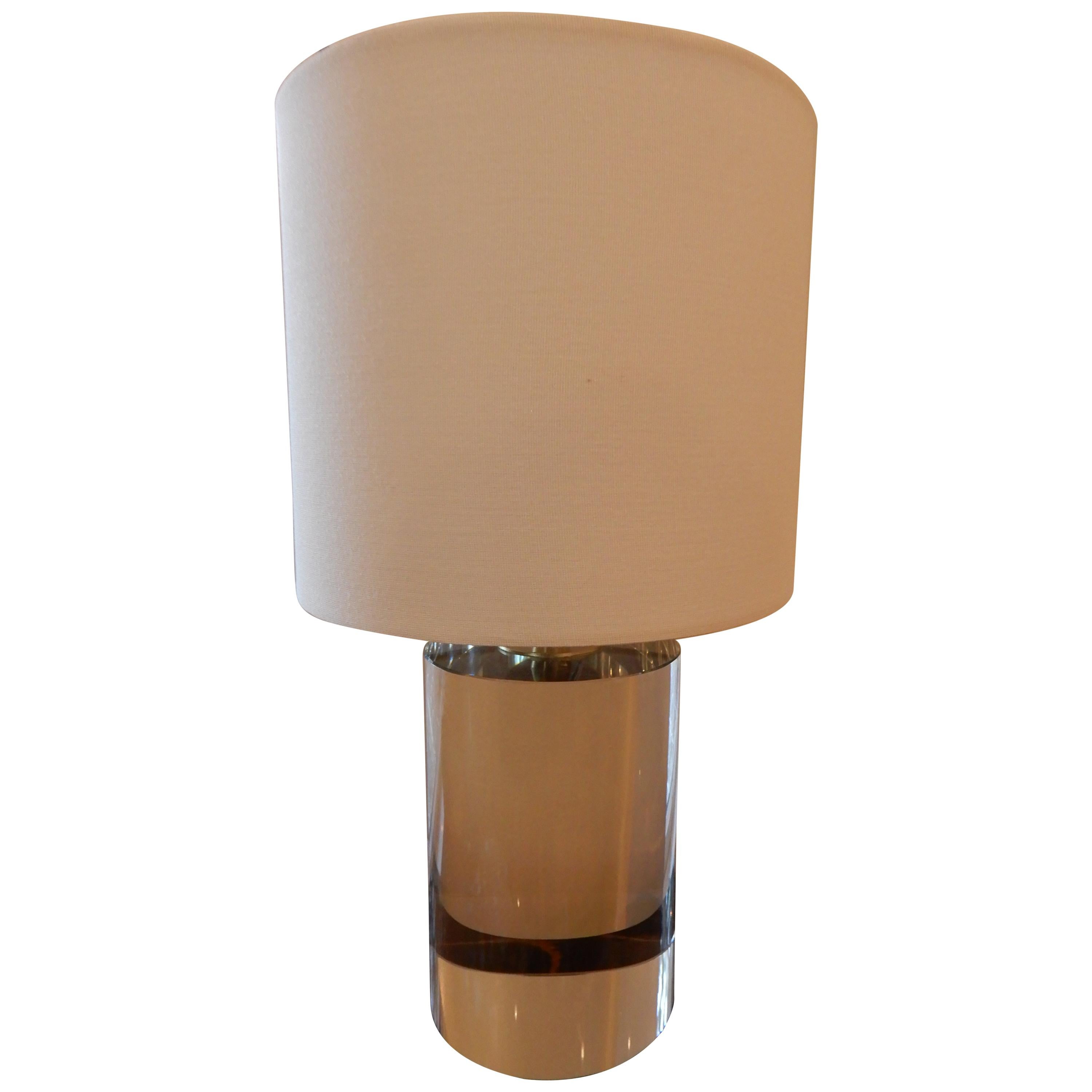 Pair of Solid Crystal Glass Table Lamps