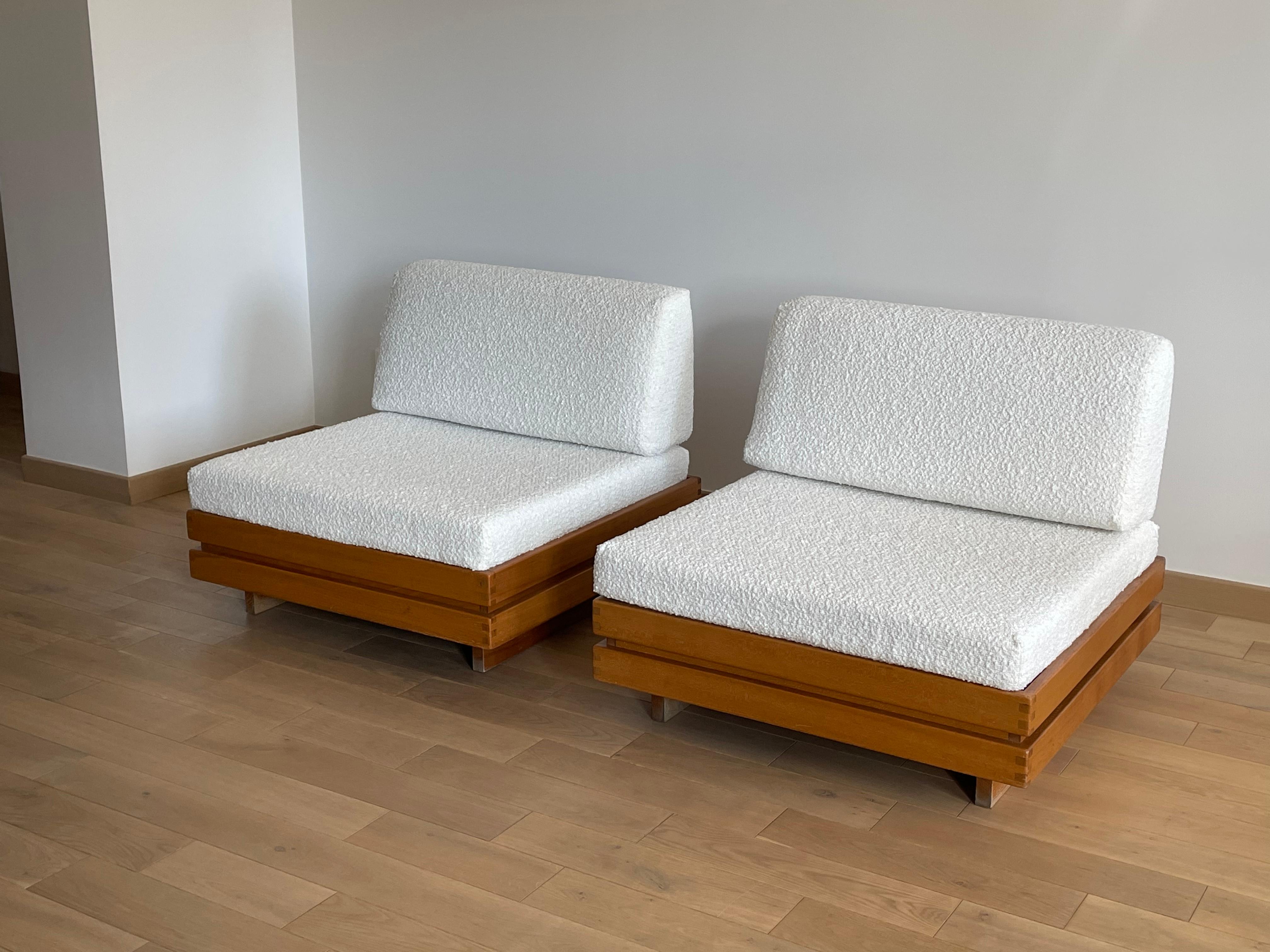 Pair of Solid Elm Armchairs from Maison Regain, 1960s For Sale 6