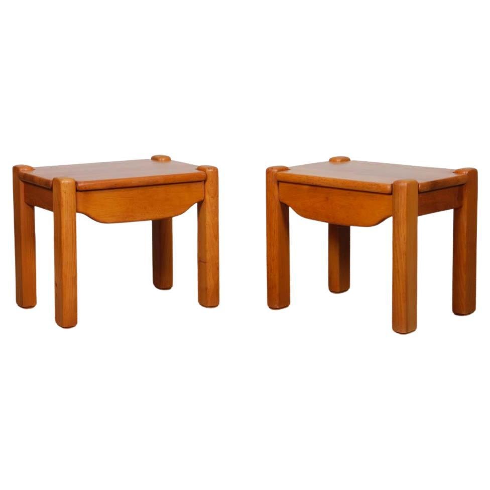Pair of solid elm bedside tables dating from the 1980s