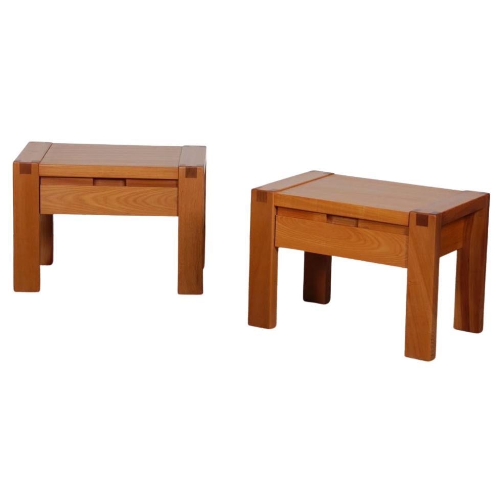 Coppia di comodini in olmo massiccio pubblicati da Monopoly, 1980