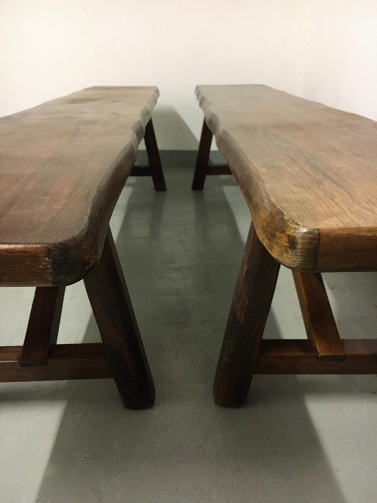 Pair of Solid Elm Benches attributed to Olavi Hänninen 1950s 5