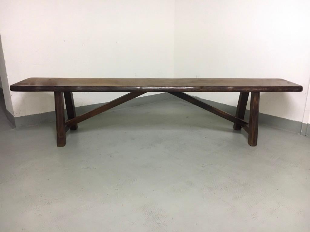 Pair of sculptural solid elm wood benches by Olavi Hänninen produced by Mikko Nupponen, Finland, circa 1950s
Handcrafted
Rustic, Minimalist, Brutalist style
Good condition
Measures: L 200 x D 36 x H 46 cm.