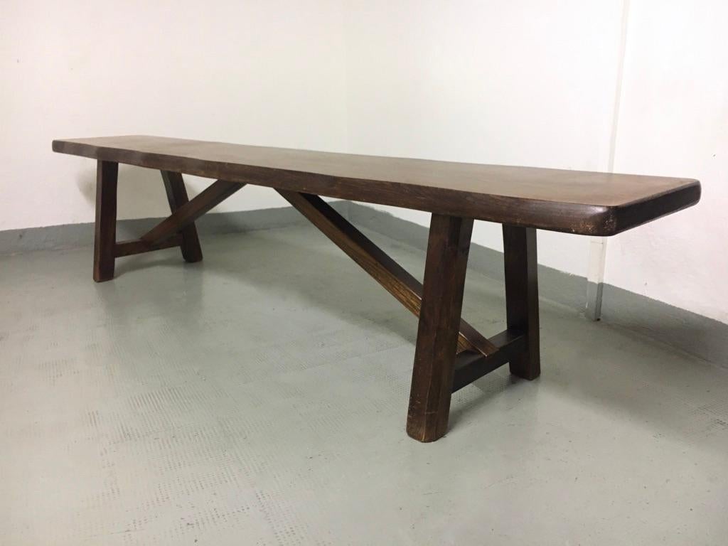 Mid-20th Century Pair of Solid Elm Benches attributed to Olavi Hänninen 1950s