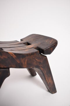 Coppia di sedie in legno massiccio esotico, anni '50.