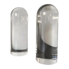 Pair of Solid Glass Bullet Bookends from the 1970s