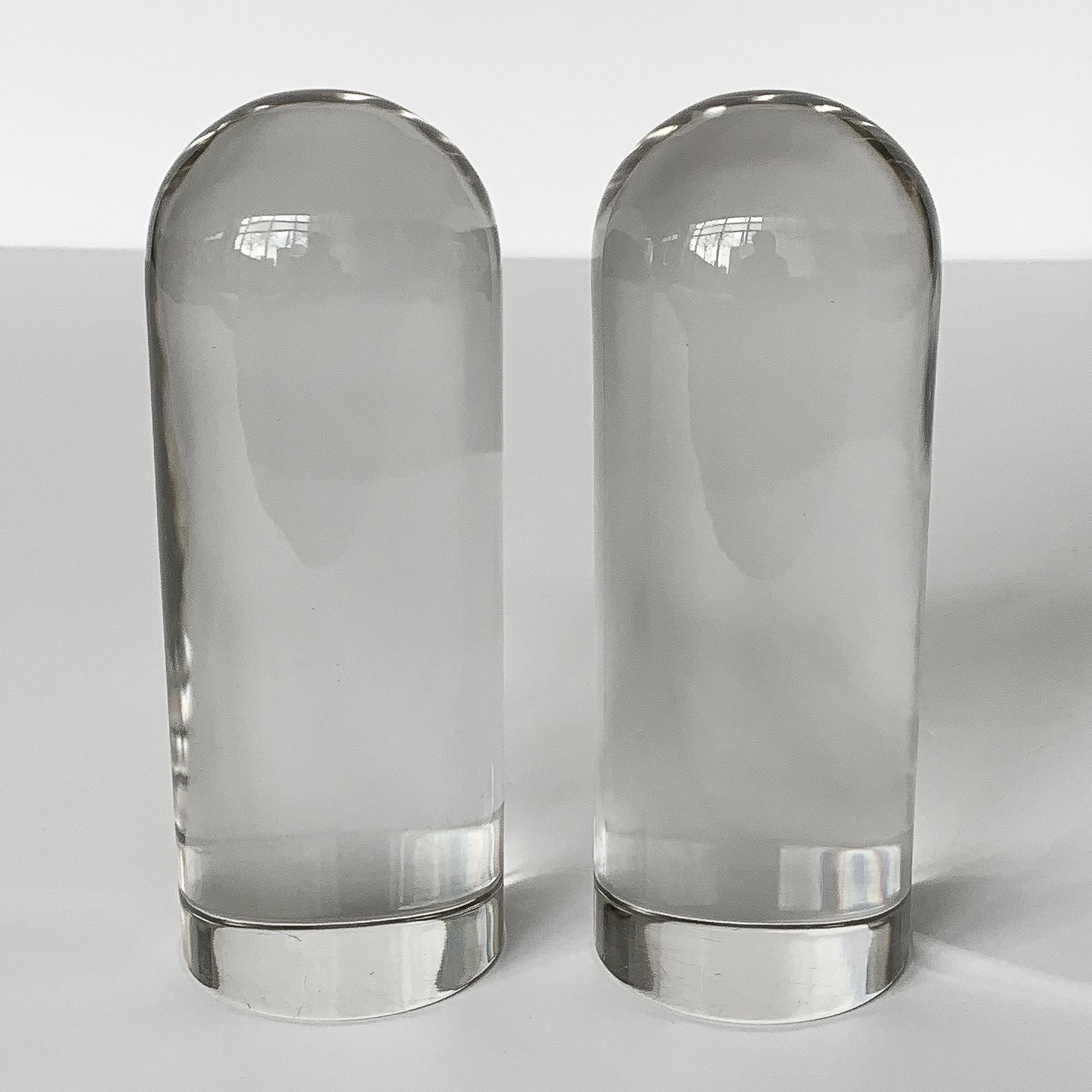 Late 20th Century Pair of Solid Glass Bullet Shaped Bookends or Sculptures
