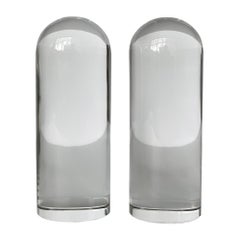 Pair of Solid Glass Bullet Shaped Bookends or Sculptures
