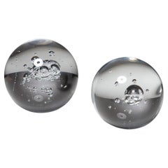 Pair of Solid Glass Spheres with Air Inclusions, Italy, 1970s