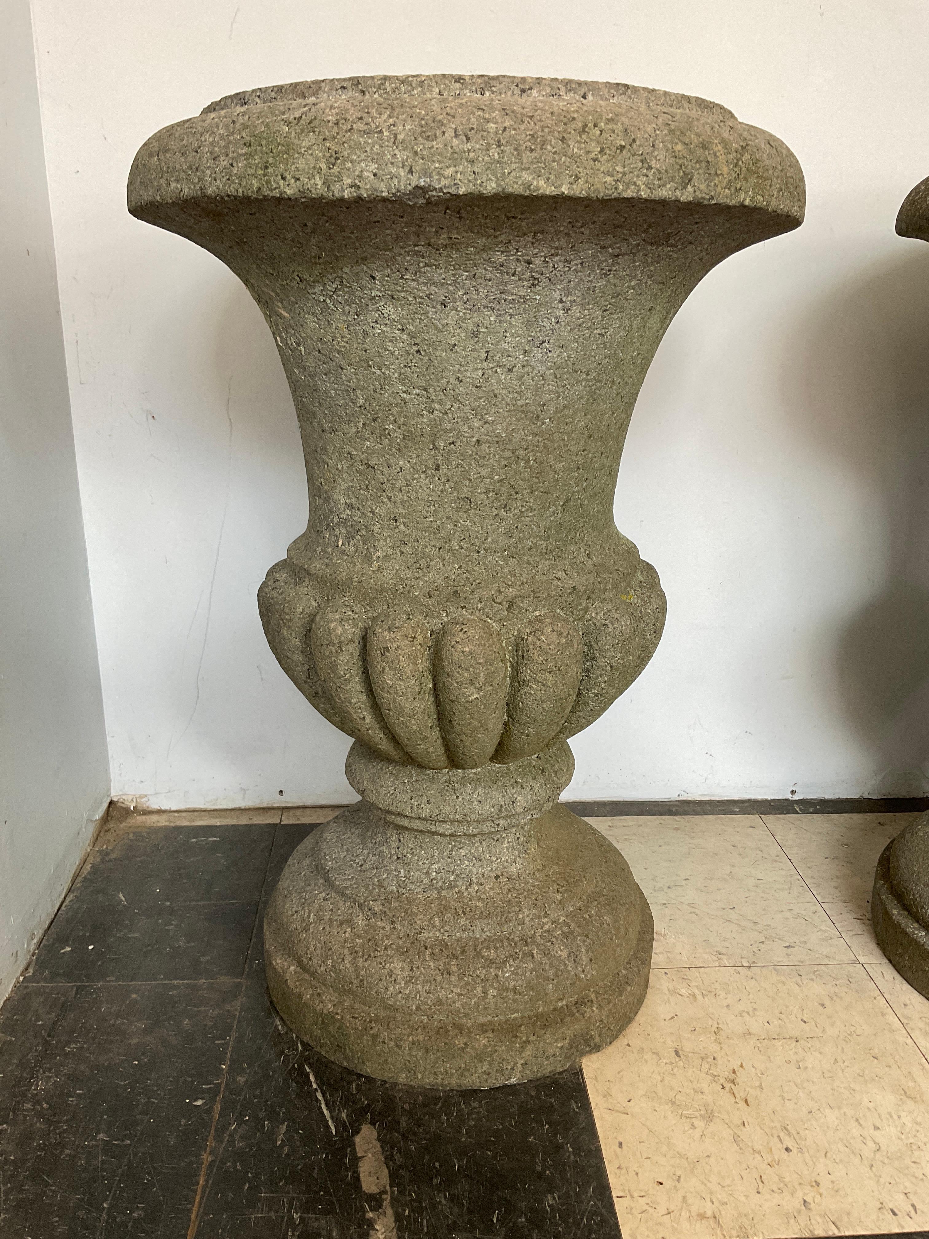Mid-20th Century Pair of Solid Granite Large Urns For Sale