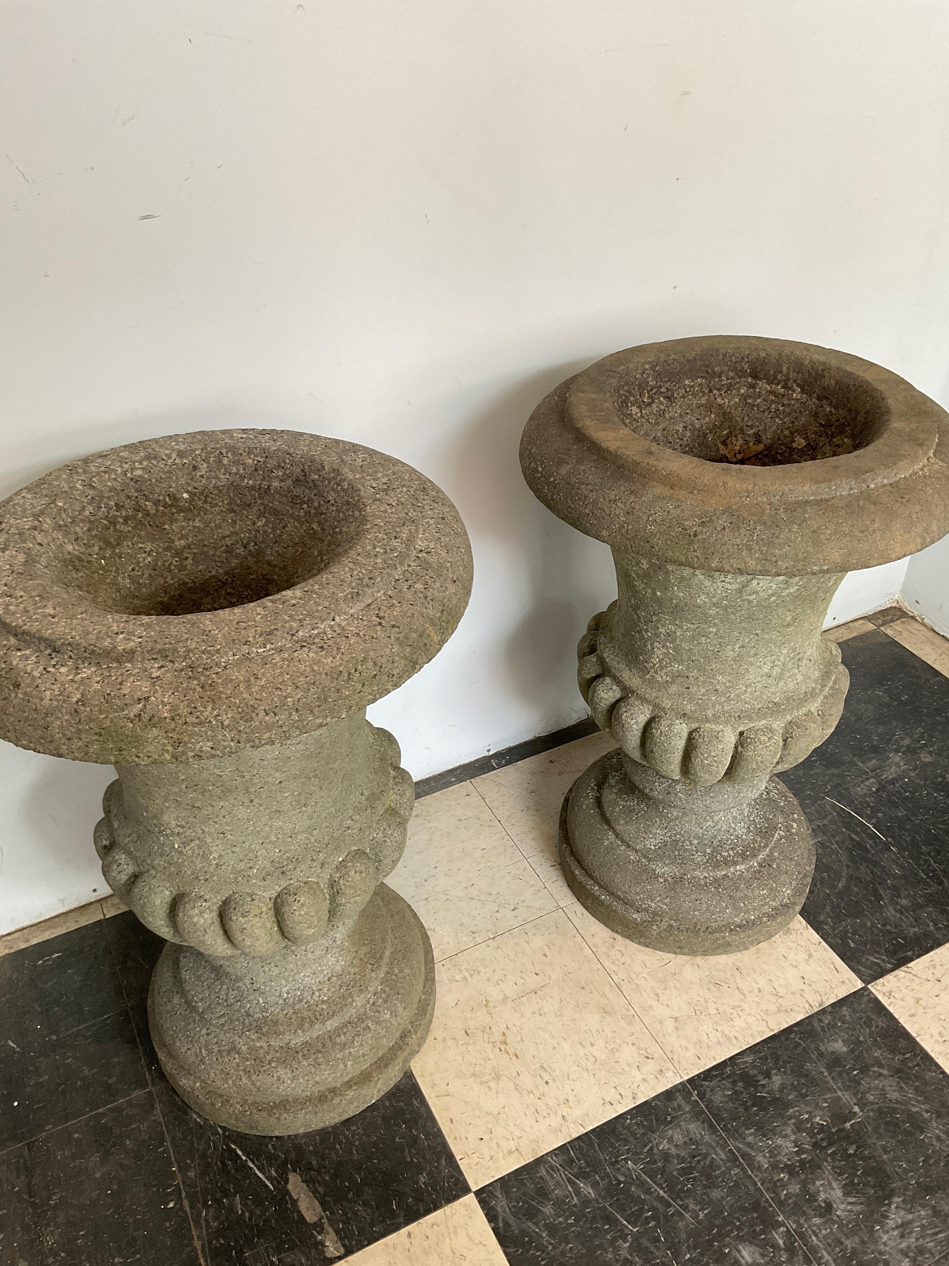 Pair of Solid Granite Large Urns For Sale 1