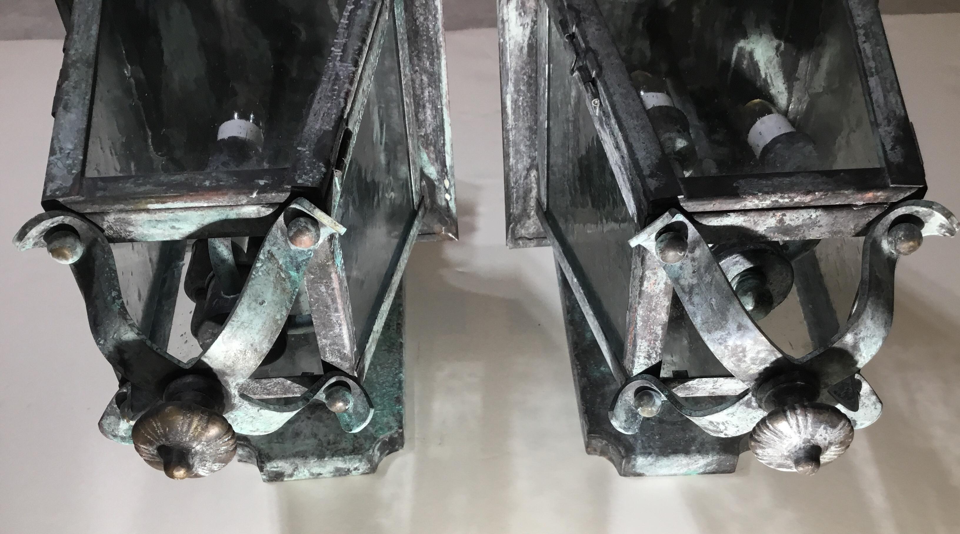 Pair of Solid Handcrafted Brass Wall Lanterns 6