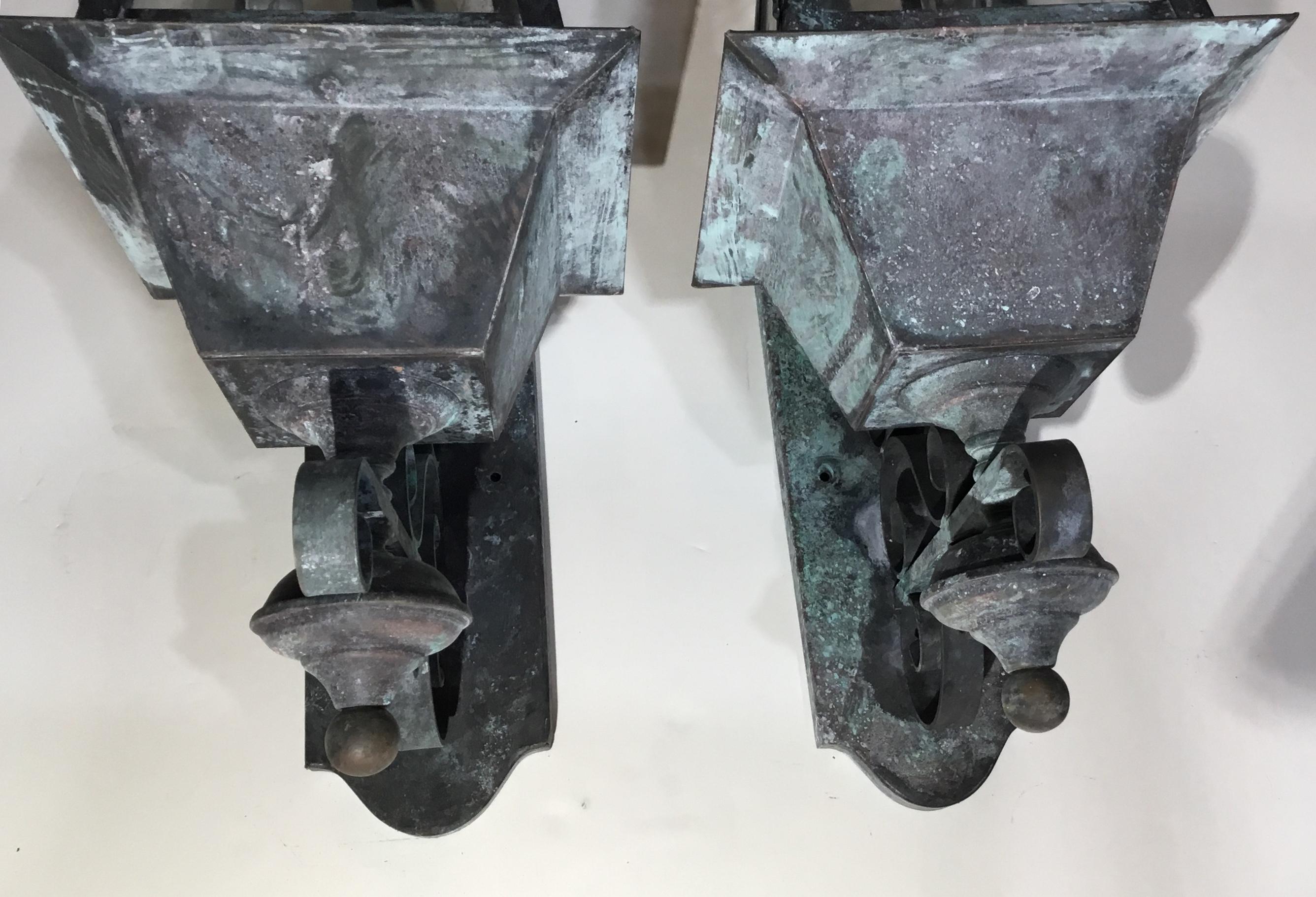 Pair of Solid Handcrafted Brass Wall Lanterns 9