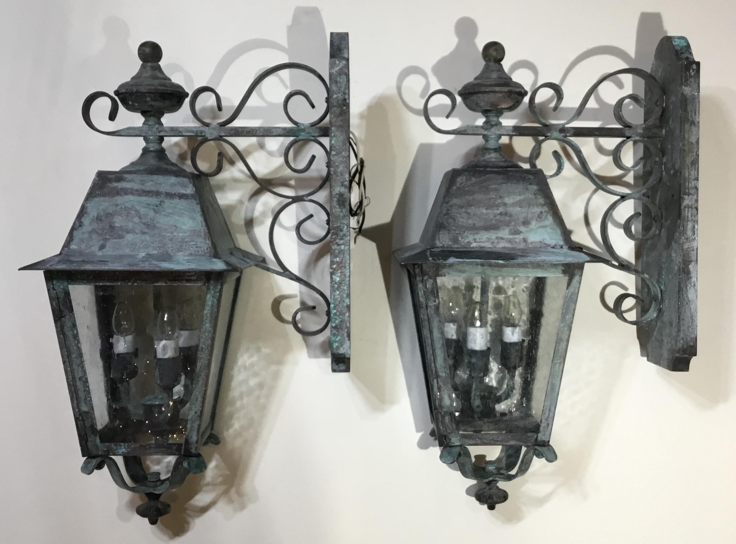 Pair of Solid Handcrafted Brass Wall Lanterns 10