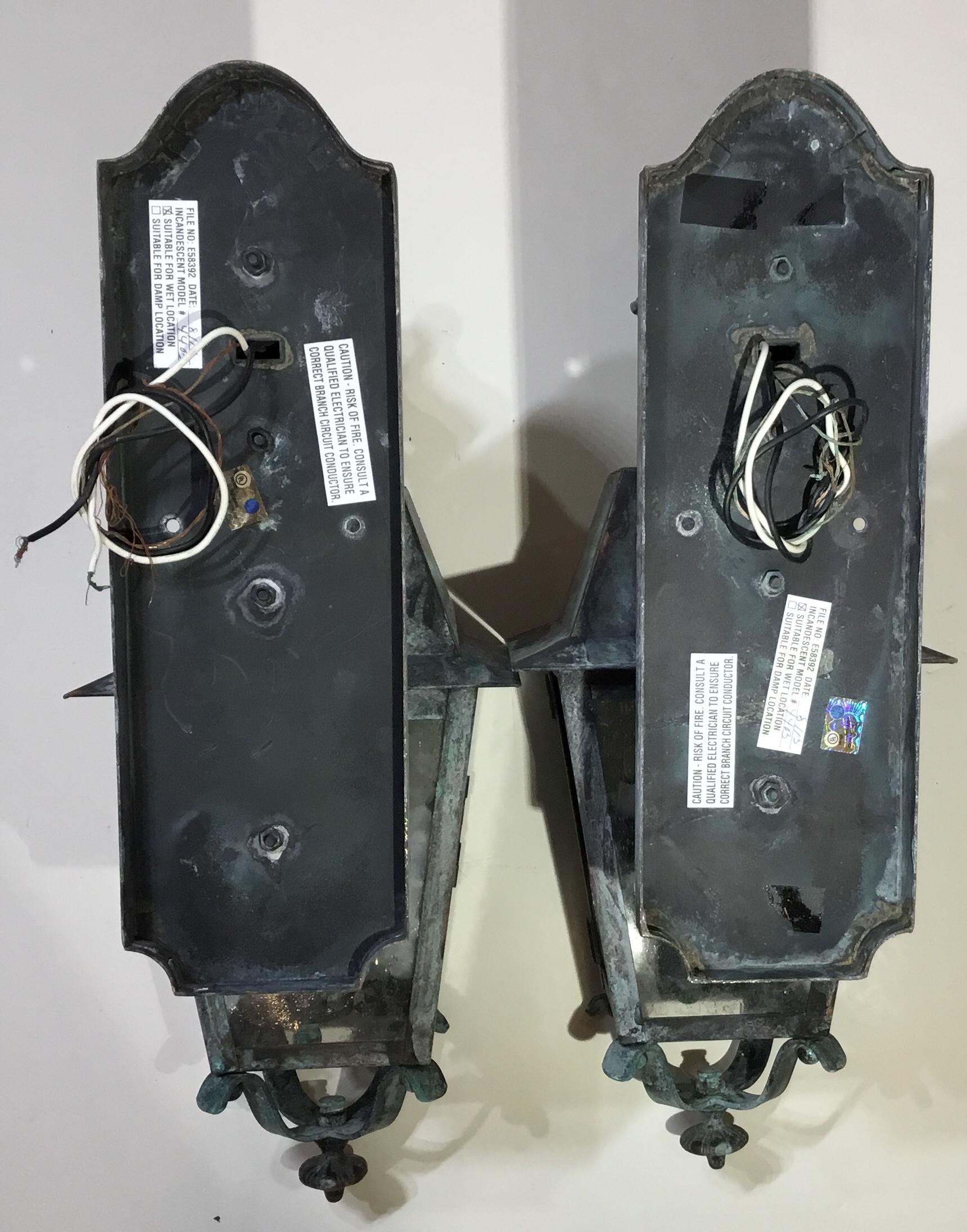 Pair of Solid Handcrafted Brass Wall Lanterns 14