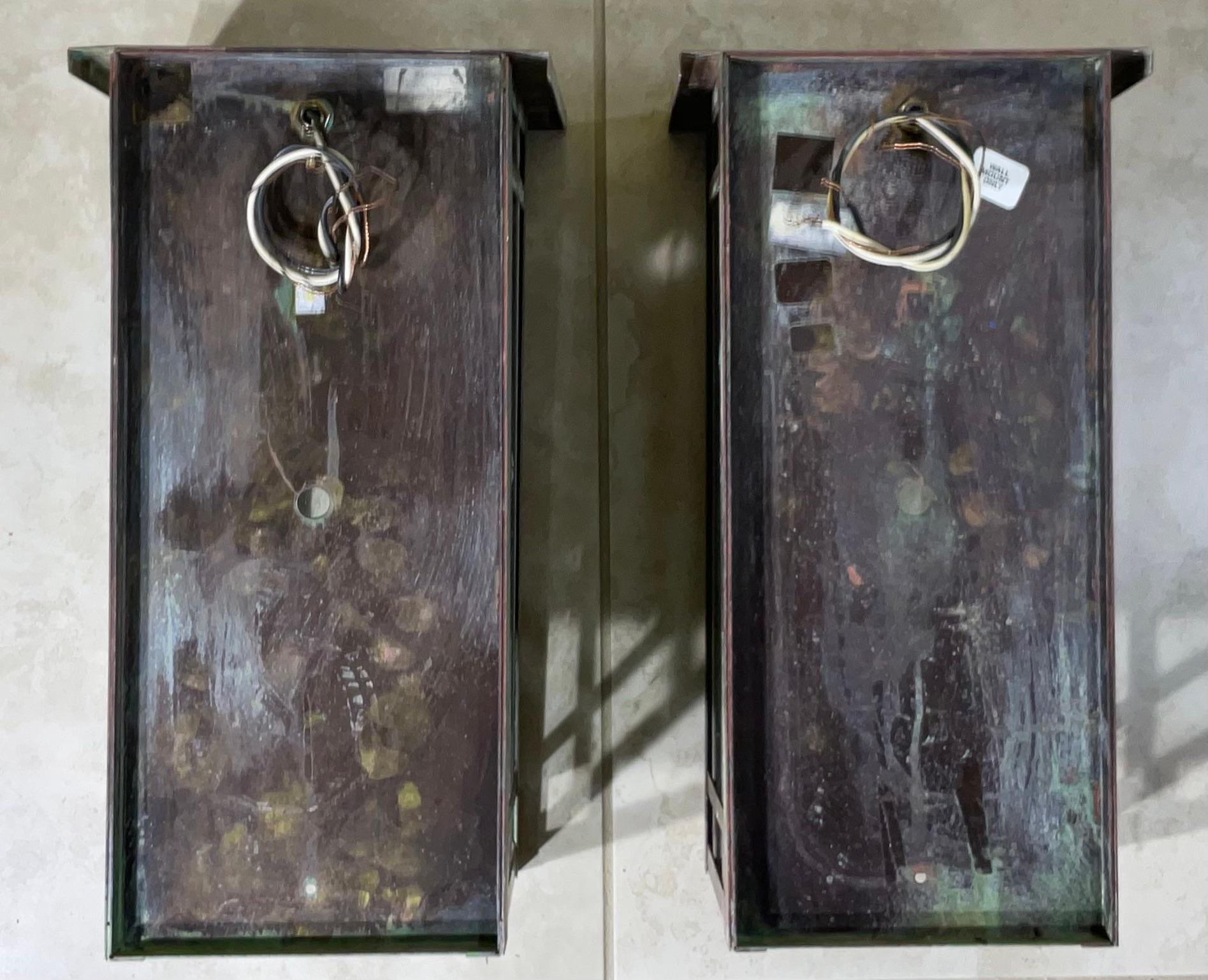 Pair of Solid Handcrafted Wall-Mounted Brass Lantern 15”H x 8”W x 7”D For Sale 5