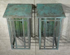 Pair of Solid Handcrafted Wall-Mounted Brass Lantern 15”H x 8”W x 7”D