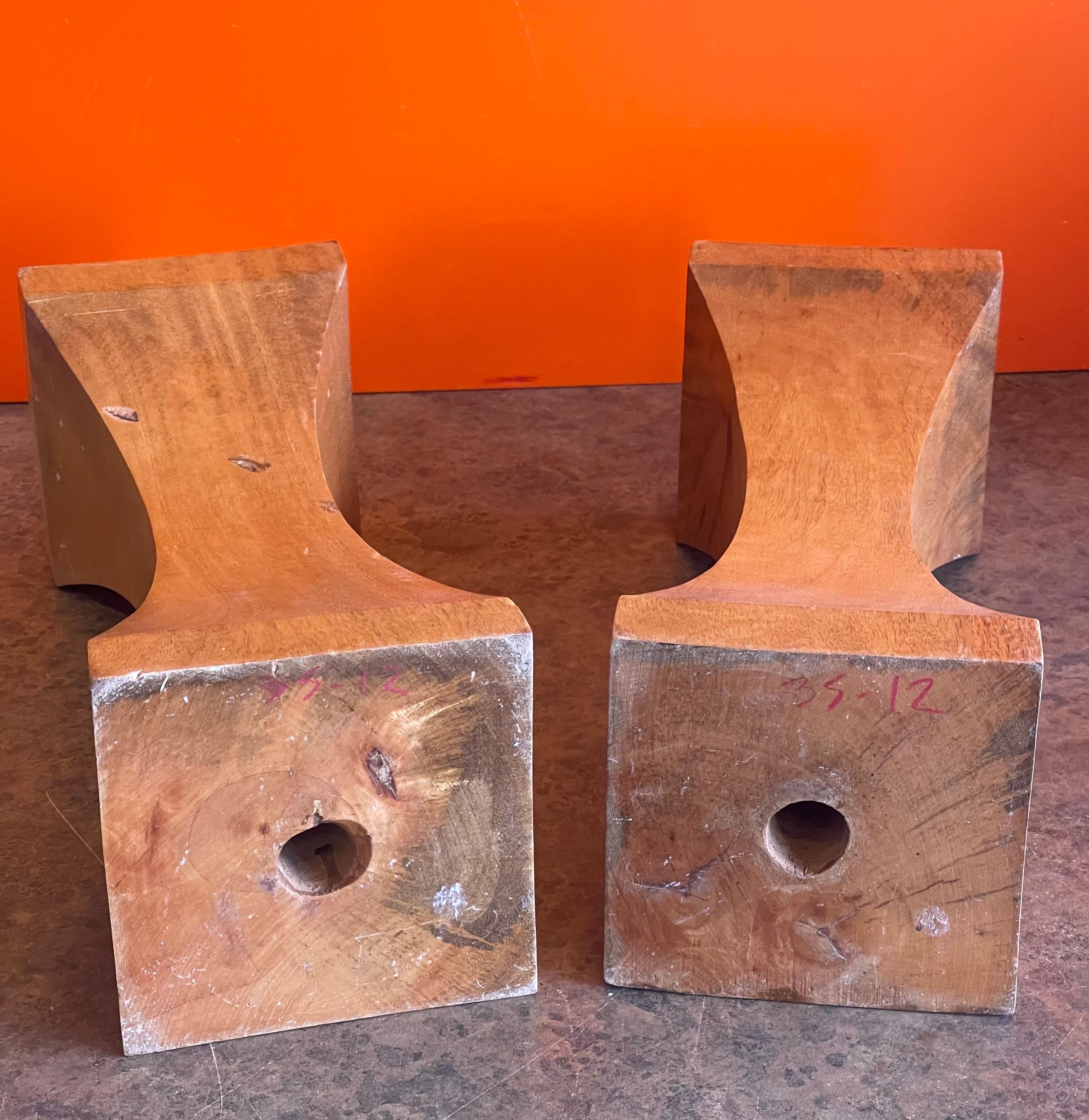 Pair of Solid Hardwood Candle Holders For Sale 5