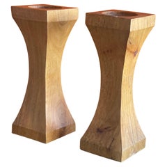 Pair of Solid Hardwood Candle Holders