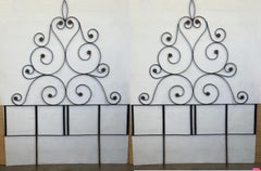 Pair of Solid Iron Headboard with Metal Fleurs. California King Size
