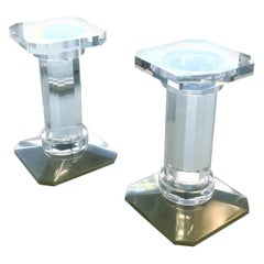 Pair of Solid Lucite Bases or Pedestals Dining Table Desk by Spectrum