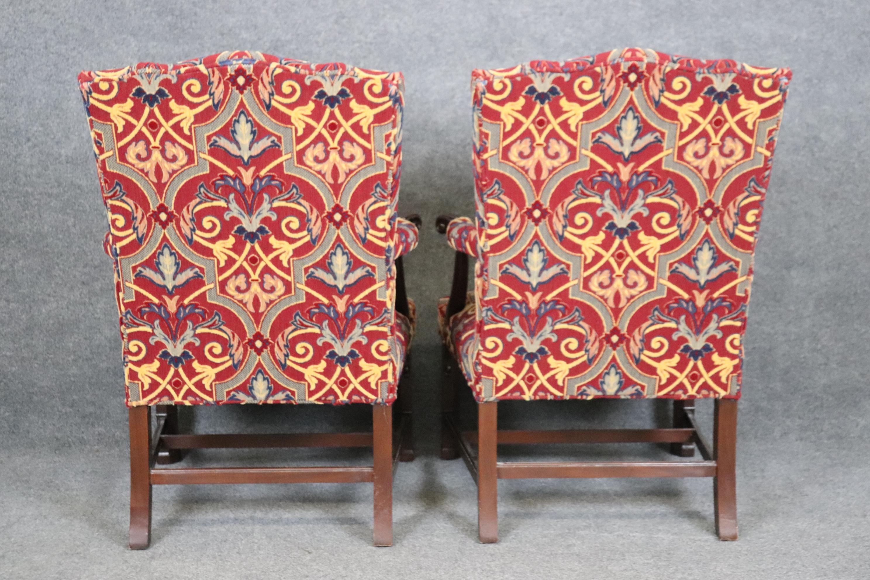 Contemporary Pair of Solid Mahogany Blind Fretwork Chinese Chippendale Armchairs By Southwood For Sale