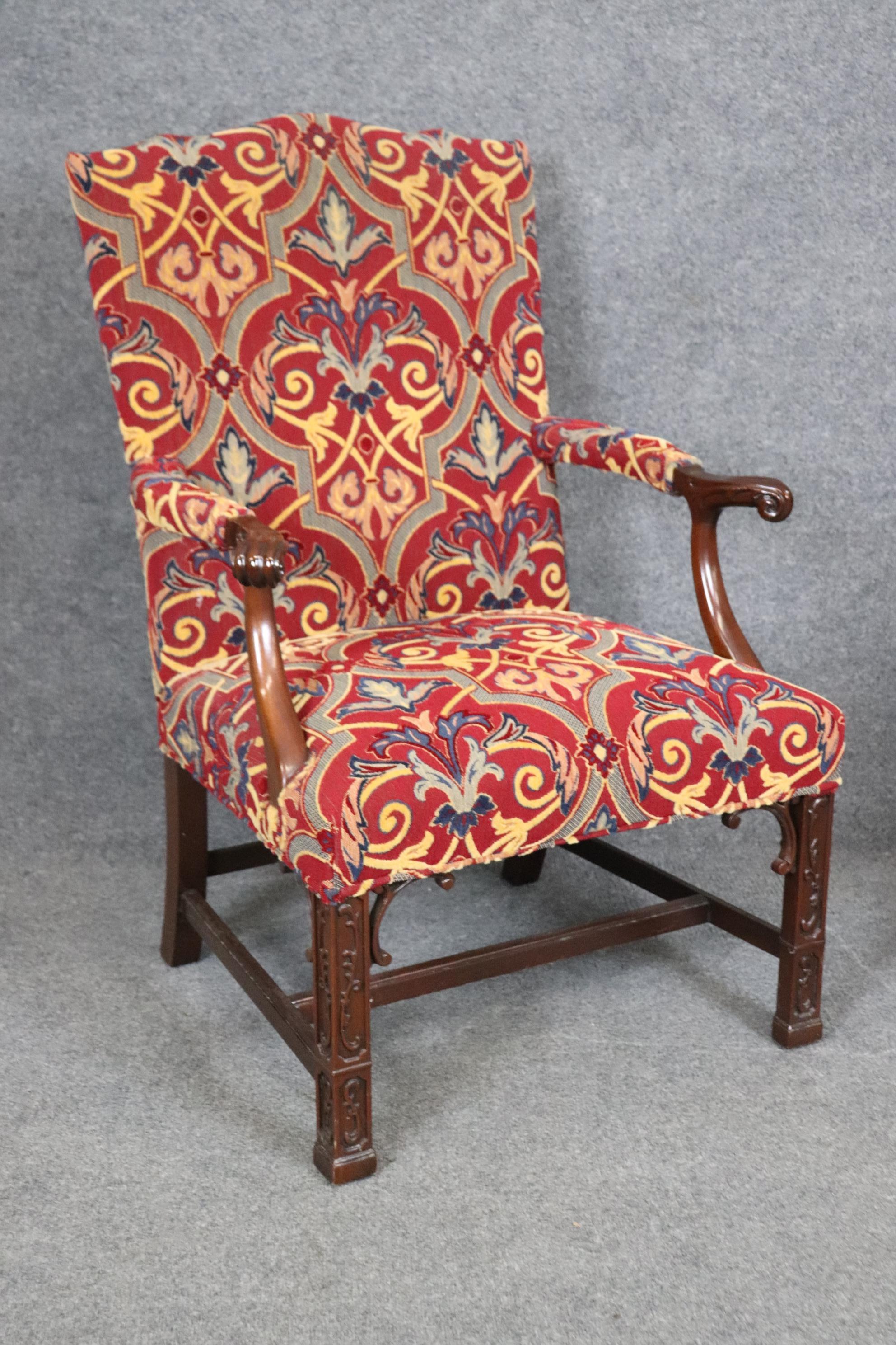 Pair of Solid Mahogany Blind Fretwork Chinese Chippendale Armchairs By Southwood For Sale 1