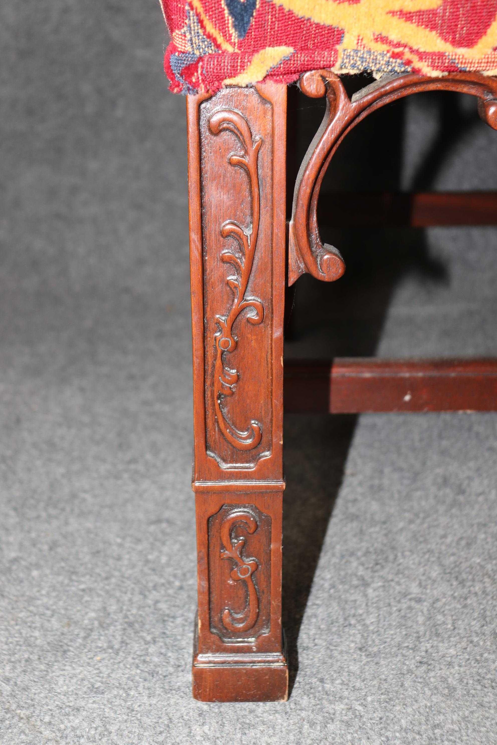 Pair of Solid Mahogany Blind Fretwork Chinese Chippendale Armchairs By Southwood For Sale 2