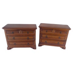 Pair of Solid Mahogany Raised Panel Heavy Built 4 Drawer Bachelor Chests Dresser