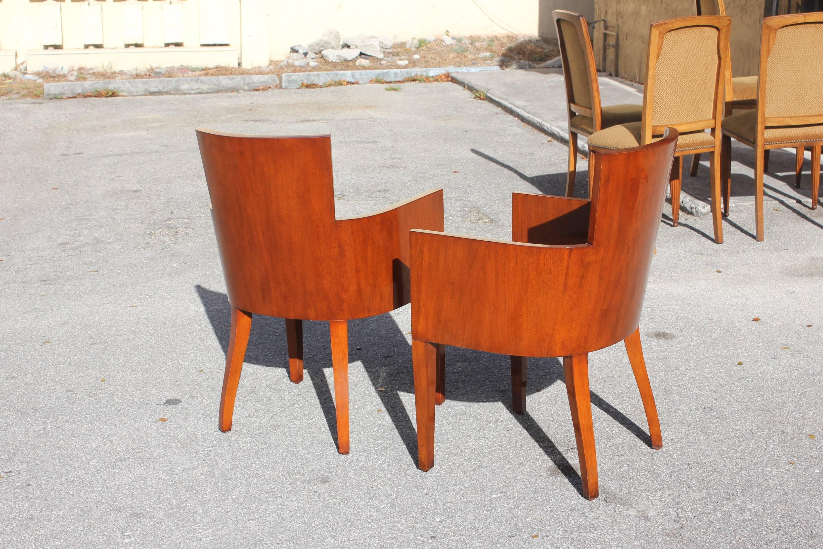 Pair of Solid Mahogany Ralph Lauren Modern Hollywood Armchairs 4