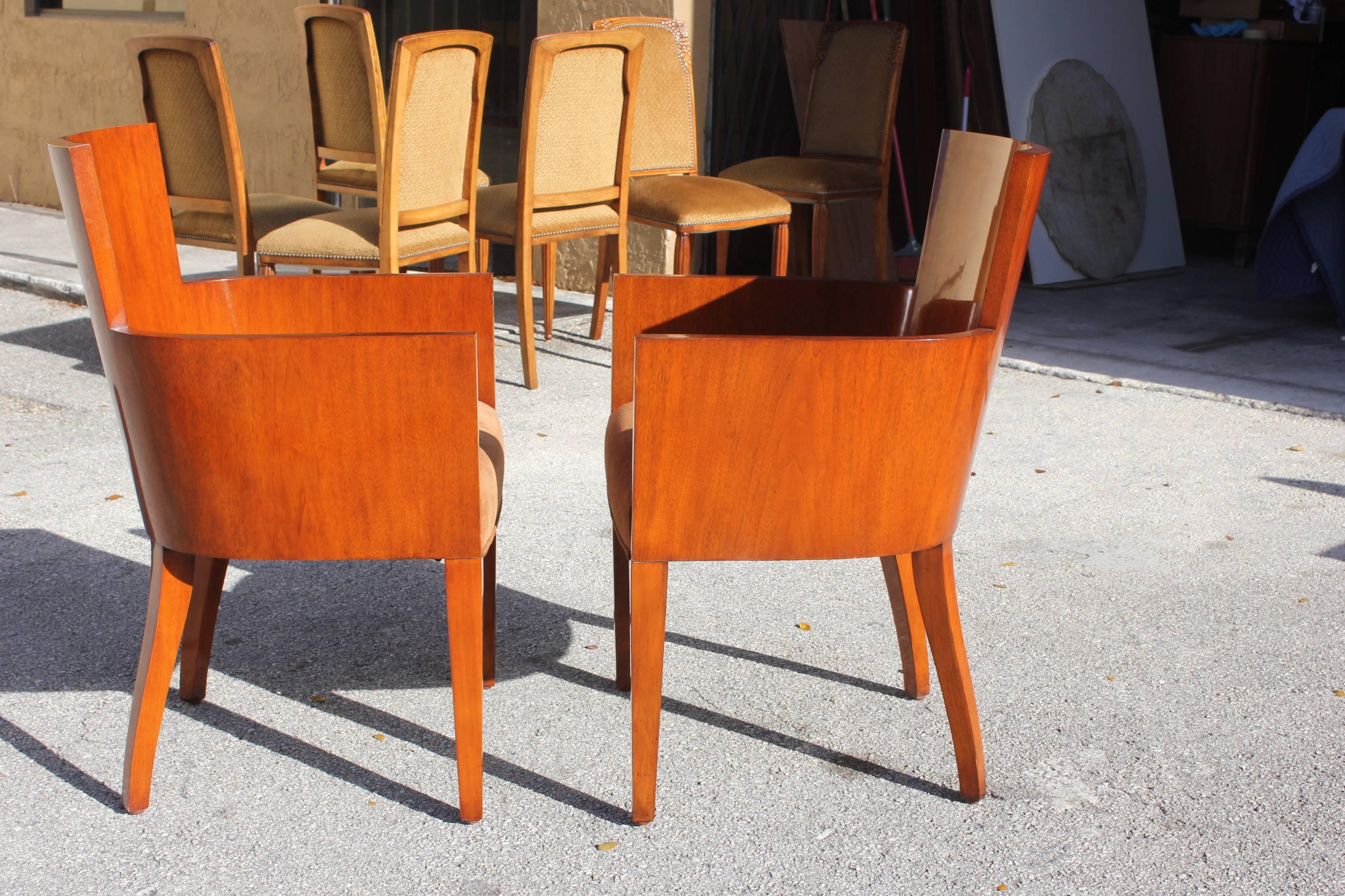 Pair of Solid Mahogany Ralph Lauren Modern Hollywood Armchairs In Excellent Condition In Hialeah, FL