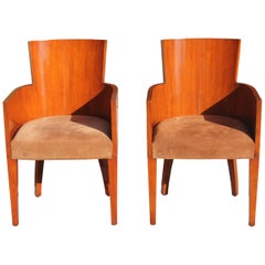 Pair of Solid Mahogany Ralph Lauren Modern Hollywood Armchairs