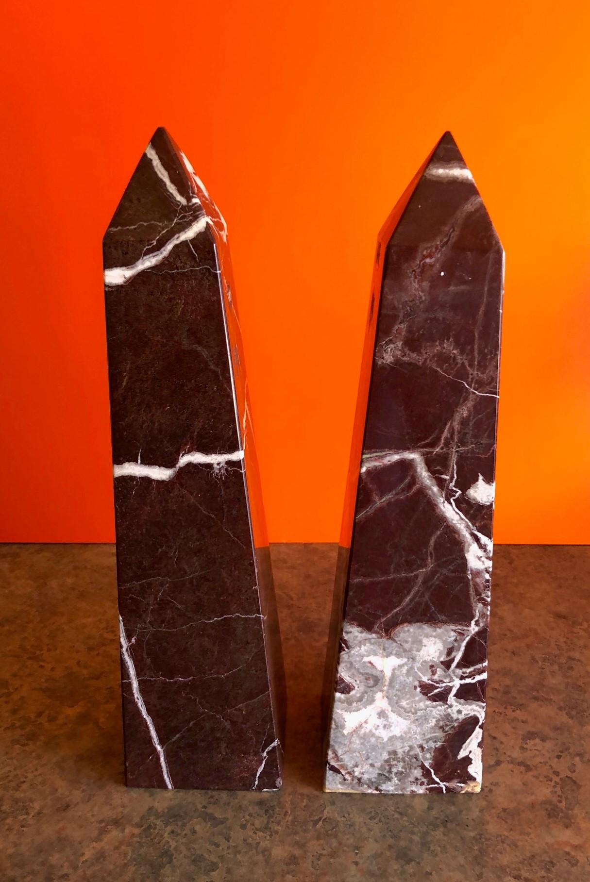 Pakistani Pair of Solid Marble Decorative Obelisks